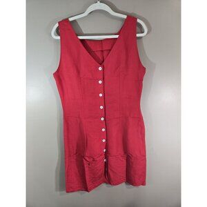 Vtg Red Full Button Back Mini Dress by Metropolitan New York, Size 10 Y2K